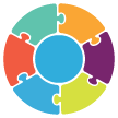A puzzle circle with various colors.